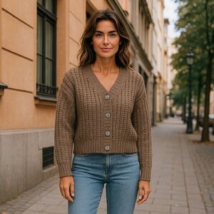 NWT Vero Moda Long Sleeve V-Neck Cardigan‎ Jewel Encrusted Buttons Fall Winter